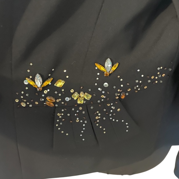 MOSHITA COUTURE Women's Beaded Embellished Black Suit Blazer—SZ.20 - Picture 8 of 9